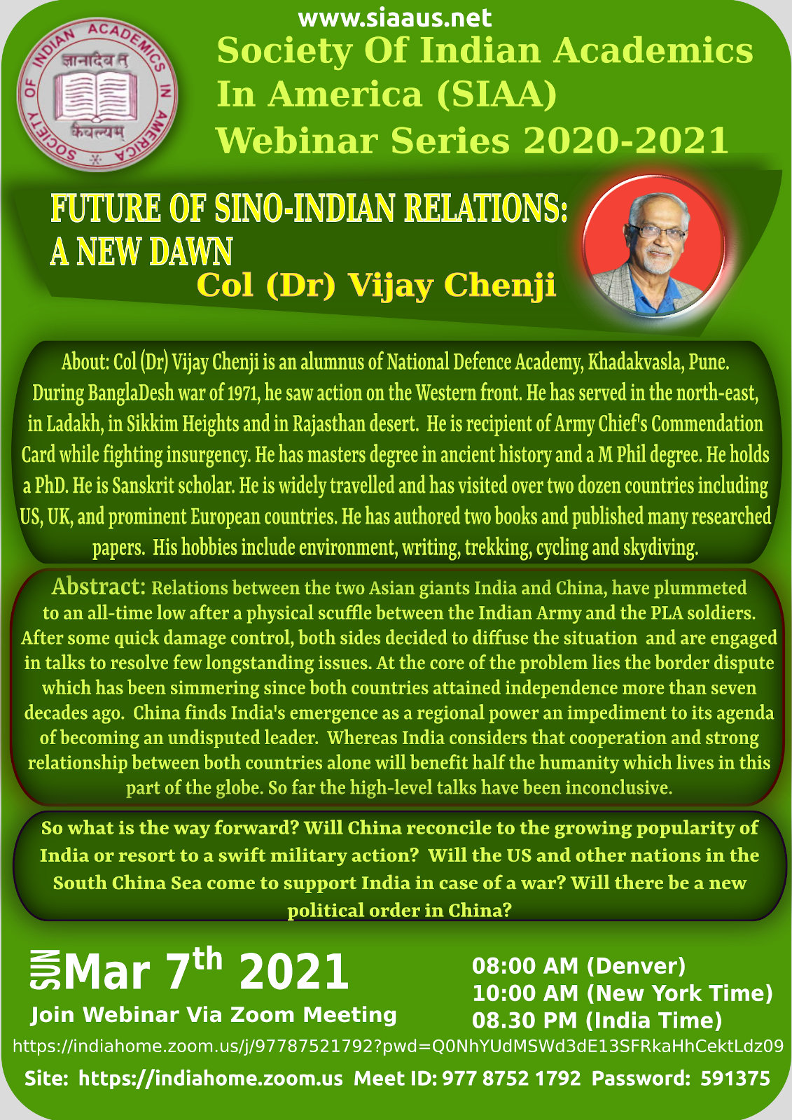 webinar poster mar 2021  - Future Of Sino -Indian Relations : A new dawn